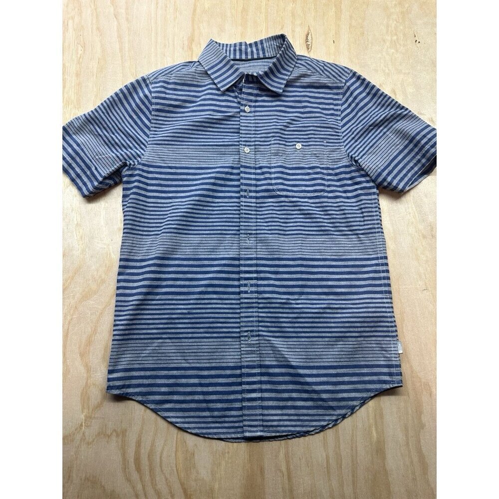 The North Face Shirt Mens Sz S Blue Gray Stripe Short Sleeve Button Up Cotton